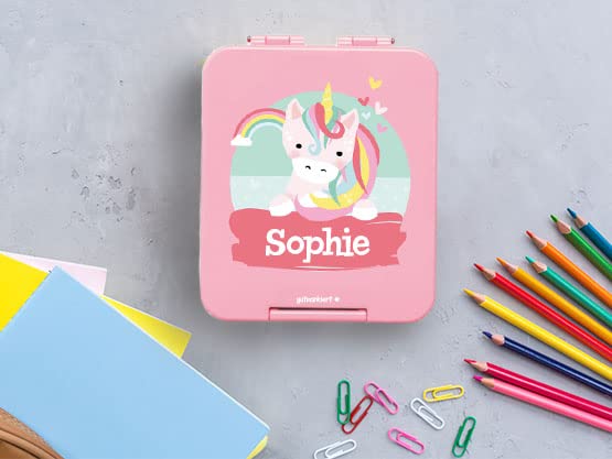 Well-labeled - Personalized lunch box with name - Microwave and dishwasher safe. Perfect for kids. Design of your choice. Color: Red