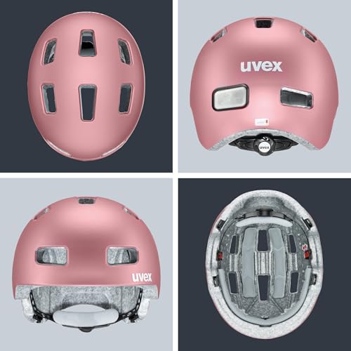 uvex City 4 - Lightweight city helmet for men and women - adjustable size - with LED light - rose matte - 55-58 cm