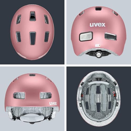 uvex City 4 - Lightweight city helmet for men and women - adjustable size - with LED light - rose matte - 55-58 cm