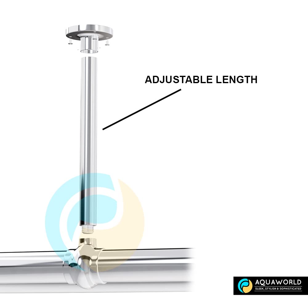 Aquaworld Oval Shower Curtain Rod for Bathroom Decor, 14 Curtain Rings Included - Ceiling Mount, Sturdy Construction, Chrome Shower Rod for Tub, Ideal for Small Bathrooms