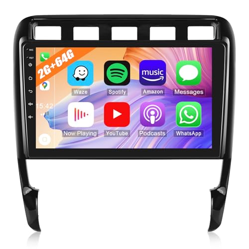 2G+64G CAMECHO car radio for Porsche Cayenne 9PA 2002-2010 with Carplay Android Auto GPS, Android 13 car radio with 9-inch screen HiFi RDS Bluetooth+rearview camera trim Canbus