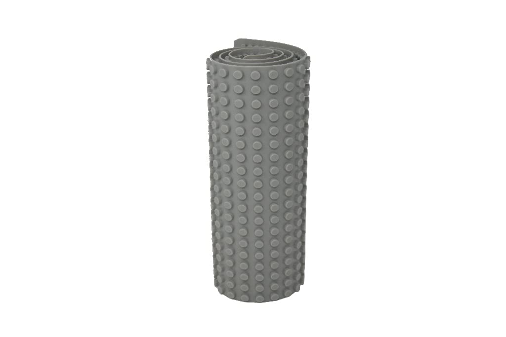 Beslo High Quality Silicone Building Block Mat I Double-sided Baseplate Large I Rollable, Waterproof Baseplate Compatible with Lego Duplo I Flexible Plate BPA-free, 30.5 x 80.5 cm Gray