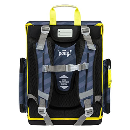 Baagl schoolbag for boys in 1st grade, ergonomic school bag for boys in elementary school, light kids backpack with chest strap (excavator).