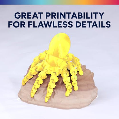 OVERTURE Silk PLA filament, 1.75mm diameter, 1kg (2.2lbs) spool, dimensional accuracy within +/- 0.02mm, for 3D printers (Silk Yellow)