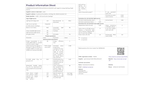Luxari LED construction spotlight [60W & 5400LM] - Dimmable construction lamp IP65 waterproof − 5m cable & remote control − Work light LED spotlight − Energy efficiency class A+