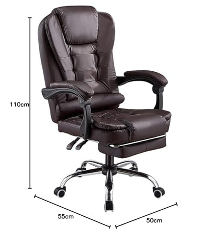 Panama office chair Heavy-Duty Executive Reclining Chair with Footrest made of PU Leather Gaming Chair (Brown), BOOC150FD