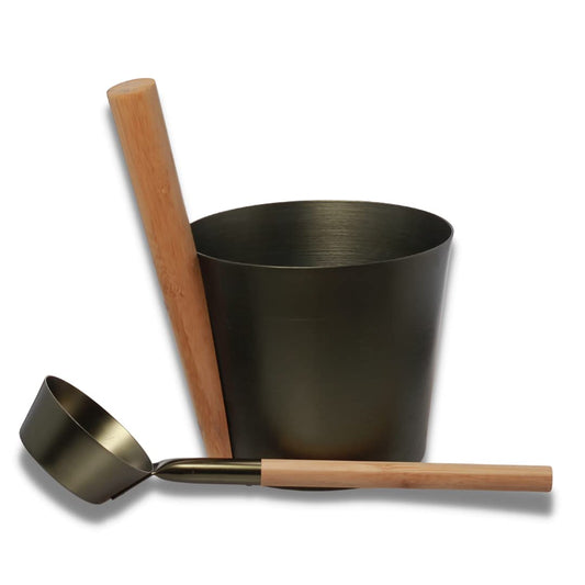 SULENO - Sauna Set ANEA infusion bucket scoop sauna bucket bucket ladle (green metallic)