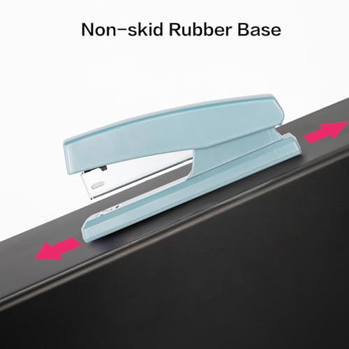 Desktop stapler with 640 staples, office stapler, 25 sheet capacity, blue.