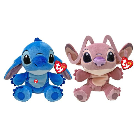 TY Stitch Beanie Babies set of 2 - Stitch and Angel 15CM - Known from the movie, Soft plush toy for kids, Collectible and cuddly toy for children.