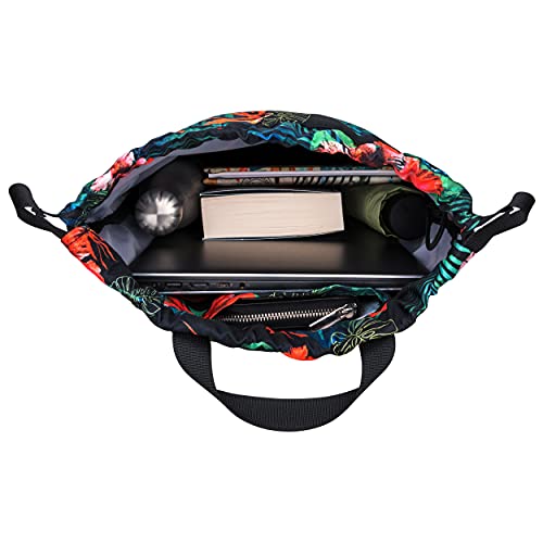 LARKSON Gym Bag Women & Men Flower Pattern - No. 7 - Backpack for Women for Sports and Festivals - Small Backpack with Inner Pocket - Outer Pocket for Quick Access