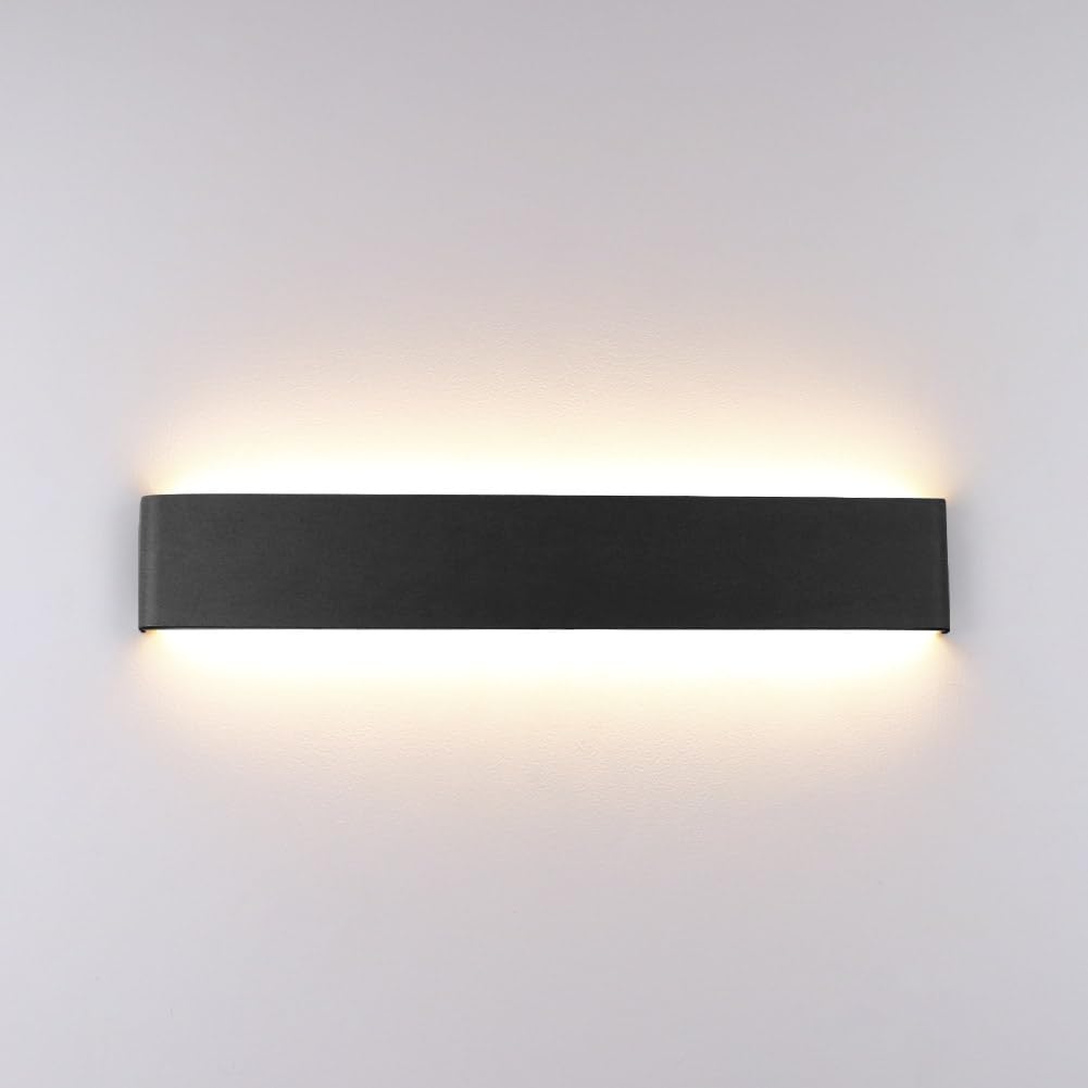 Klighten wall lamp, 16W, modern indoor wall lighting, 51cm, up and down wall light indoors, warm white 3000K for bedroom, living room, stairs, and bathroom, black.