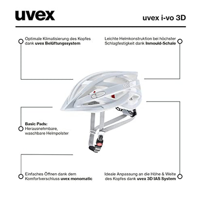 uvex i-vo 3D - Lightweight all-round helmet for men and women - customized size adjustment - expandable with LED light - Cloud - 52-57 cm