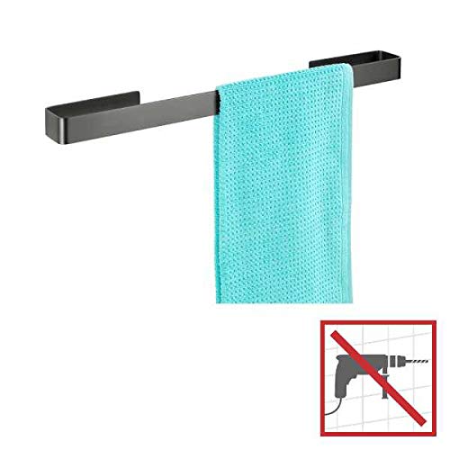 WENKO Montella towel holder, mounting with Strip-it special adhesive pad, 61 x 4 x 6 cm, Anthracite