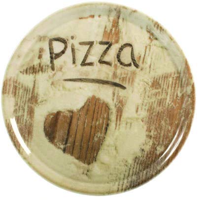 Topkapi Pizza Plate Set Pizza-Amore - 3 large pizza plates with a diameter of ~31.5 cm each, with complete decor featuring heart motif Pizza Love Amore, ceramic.