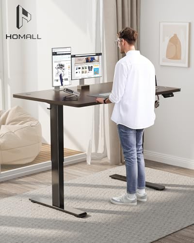 Homall Adjustable Standing Desk 120x60 cm, Electric Desk with Four-piece Tabletop, Computer Desk with Memory Function, Standing Desk