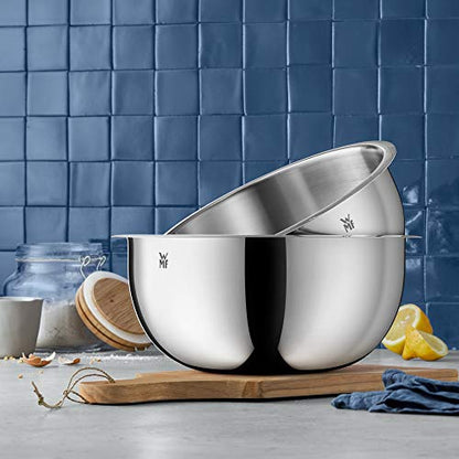 WMF Gourmet Bowl Set 4-piece, Stainless Steel Bowls for the kitchen 0.75l - 2.75l, Stainless Steel Mixing Bowl, Salad Bowl, Serving Bowl, Cromargan, stackable