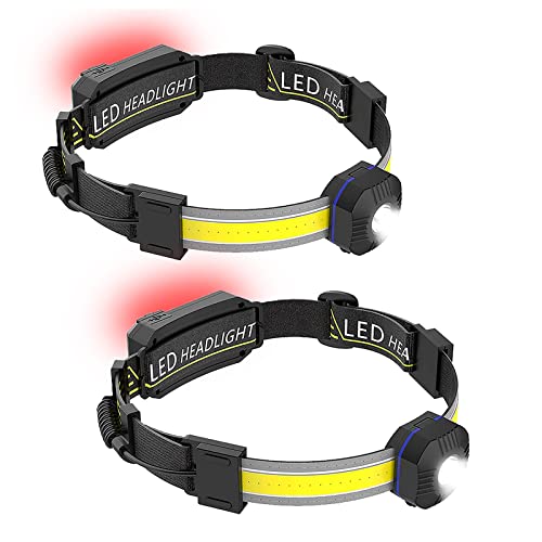 Vokida 2-pack LED Headlamp with taillight 10 modes USB rechargeable 90° adjustable 230° LED headlamp Waterproof Headlamp for camping hiking running building outdoor adventures fishing