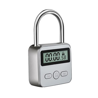 CJBIN Digital Time Lock with LCD Display, Kitchen Safe Time Lock Rechargeable USB Security Padlock, Prevent bad habits (Silver)