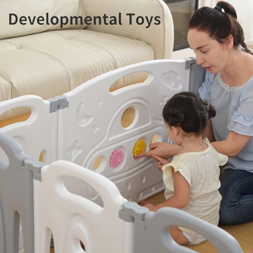 Gupamiga Folding Baby Playpen Kids Activity Center Safety Play Yard Home Indoor Outdoor New Pen (Folding Universe Set 14-Panel)