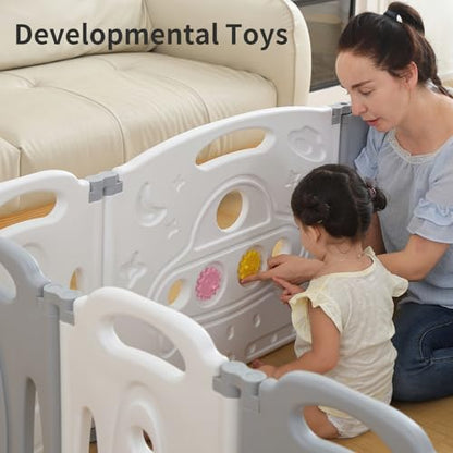 Gupamiga Folding Baby Playpen Kids Activity Center Safety Play Yard Home Indoor Outdoor New Pen (Folding Universe Set 14-Panel)