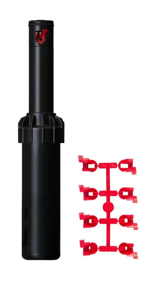 4 x Hunter PGJ-04 pop-up sprinklers - black, red - metal - irrigation sprinkler