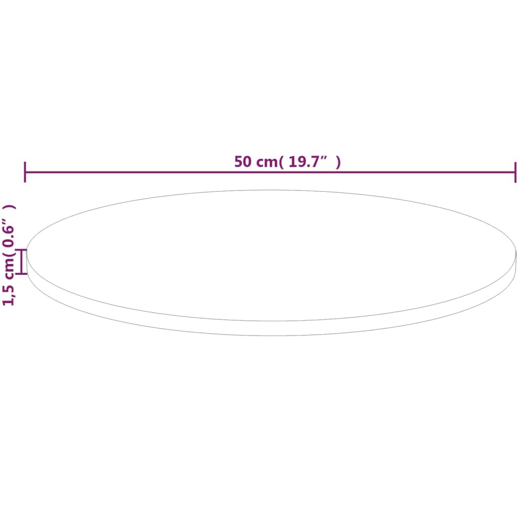 vidaXL Round Solid Wood Tabletop Oak Board Wood Board Replacement Tabletop Ø50x1.5cm Unfinished Solid Wood Oak