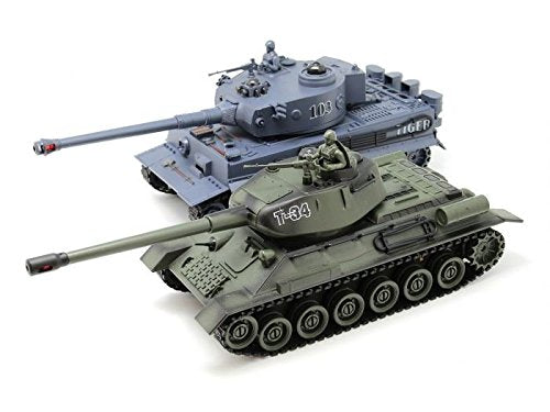 s-idee® 99824 2 x Battle Tanks 1:28 with integrated Infrared Combat System 2.4 GHz RC remote controlled, Tank, Tracked Vehicle, IR firing function, Sound, Light, New, 1:24, Firing Sound, Lighting