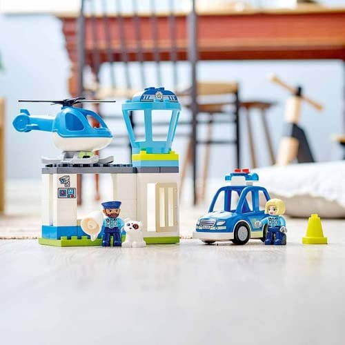 LEGO 10959 DUPLO Police Station with helicopter, police car, and bricks, police toy for toddlers aged 2 years and up, educational toy for girls and boys.