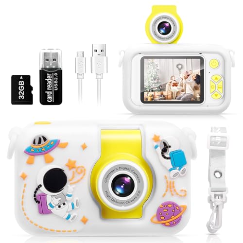 Kids Camera, ARNSSIEN 180° Flip Lens Camera for Kids, 2.4in IPS LCD Digital Camera with Silicone Case, Child Selfie Camera for 3-10 year-old Girls and Boys. Great Christmas or Birthday Gift Toddlers Toy.