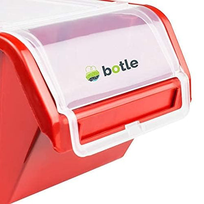 40 piece box with lid + wall shelf 80 x 80 cm, stackable bins pouring rack visibility storage containers storage system (RED)