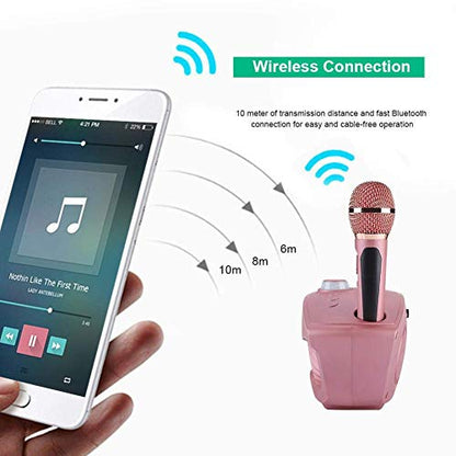 Portable karaoke machine, wireless Bluetooth speaker with 2 microphones Home karaoke party set for family home. Supports AUX TF card U disk FM radio. For children.