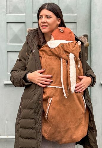 manduca by MaM® > Babywearing Cover Flex < warm & waterproof cover for baby carriers, easy to put on (Promenade Sherpa Brown Sugar)
