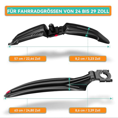 NICEDACK Bike Fender Set, MTB Front Rear Fender, Extend Thickened Mountain Bike Fenders, Quick Release Fender, Wheel Guards for 24-29 inch Bicycle.
