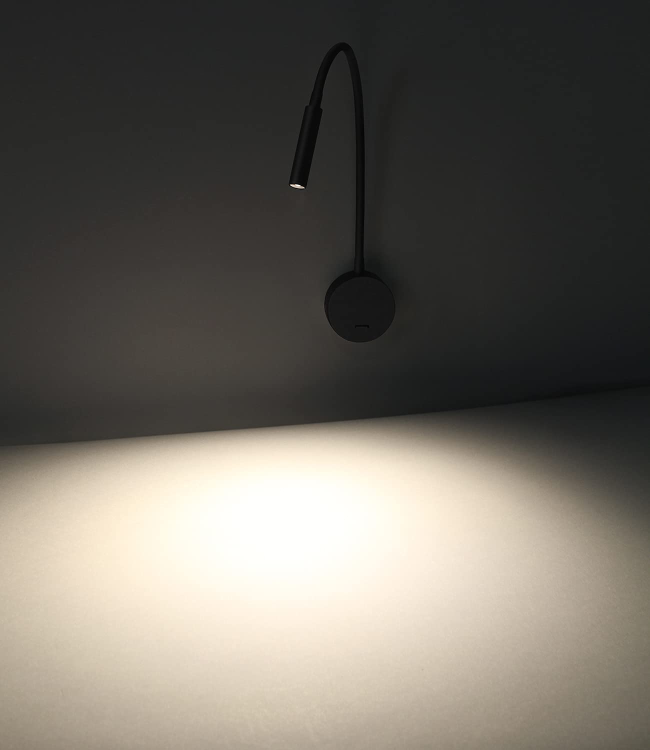 DAWALIGHT Swan Neck Lamp 2 Pack, 3W LED 3000K Warm White Wall Lamp Reading Lamp Wall Mount with Switch Bed Reading Light Wall Mount pure Bedroom, Aluminum, Black