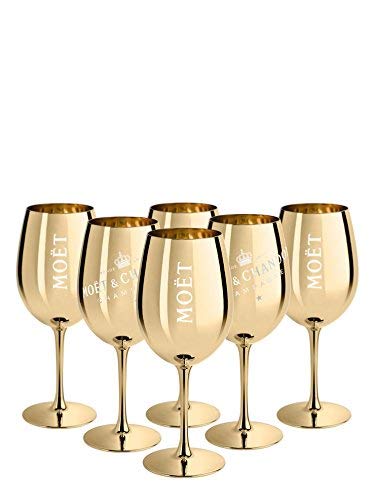 6x Ice Imperial Champagne glass Real glass Gold - Champagne Moët & Chandon, 450 milliliters