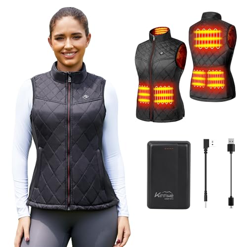 Kintiwe Women's Heated Vest, Heated Vest with 16000mAh Power Bank, Heated Jacket with 6 Heating Zones.