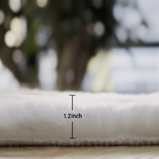 ORINOVA Carpet Living Room Washable White 150x215 cm Bedroom Fluffy Fur Rug Nursery Faux Fur Rug Soft Rectangular