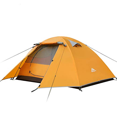 Forceatt tent 2 person camping waterproof 3-4 season, ultralight tents with small pack size, dome tent instant setup for trekking, outdoor, festival. (2 people-Khaki grey)