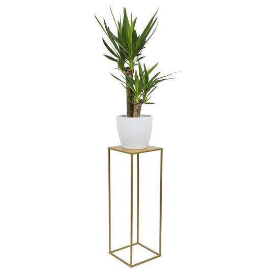 HowHomely Flower Stand Metal Gold 70 cm High - Solid and Sturdy Metal Plant Stand - Plant Holder for Decoration in Living Room, Bedroom, or Office