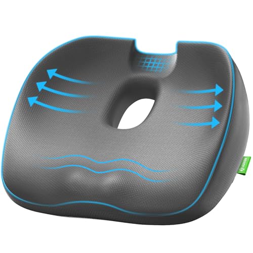 AUVON Orthopedic Seat Cushion with Hole & U-shaped Design provides Comfortable Coccyx Relief. Ideal for Office Chair, Car, Wheelchair, Sciatica.