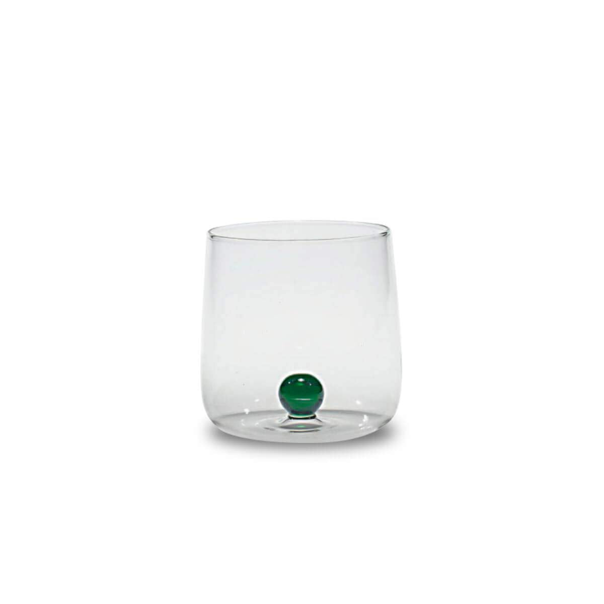 Saffron Bilia Tumbler Set 6 water glasses clear with ball in 6 different colors.