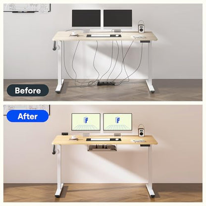 FLEXISPOT Height Adjustable Desk Basic 110x60cm - Ergonomic Sit-Stand Desk with Hooks and CUP HOLDER - Memory Hand Control (Maple)