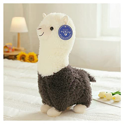 Alpaca plush toy, standing alpaca stuffed animal, cuddly alpaca, llama plushie gift for kids girls boys (.45cm, brown)