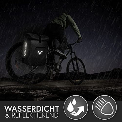 Valkental® 3in1 Bike Bag [Up to 25L] - The Original - Can be used as a pannier bag, backpack, and shoulder bag - 100% Waterproof & Reflective - Secure attachment [Lockable] Laptop compartment