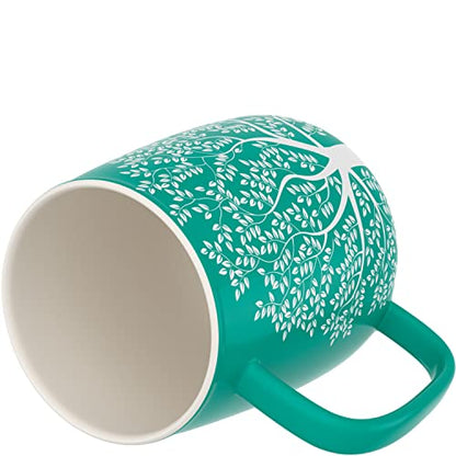 amapodo tea cup with lid and infuser - 600ml porcelain tea mug large - jumbo cup - XXL tea cup set turquoise - plastic-free