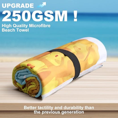 Microfiber beach towels for adults, 2 pieces, 180 × 95 cm, sand-free & lightweight beach towel with storage bag, 250 gsm, quick absorbing and fast drying beach towel, box for storage