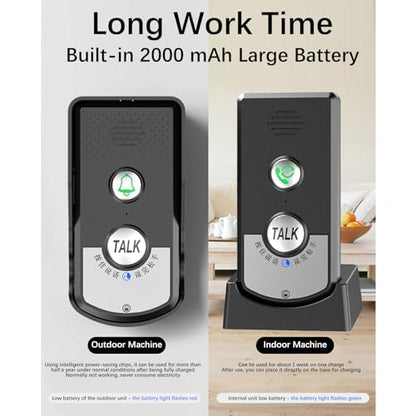2-way voice intercom Wireless intercom doorbells Rechargeable wireless intercom for home classroom office