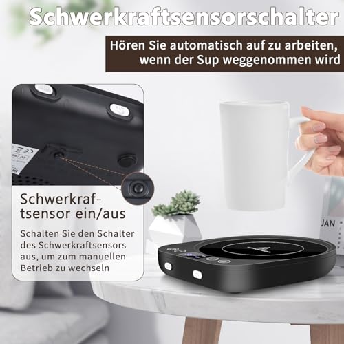 Coffee warmer, Upgraded mug warmer, Electric beverage warmer, Coffee cup warmer with 9 temperature settings, Automatic on/off candle warmer with gravity detection, Scheduled shutdown.