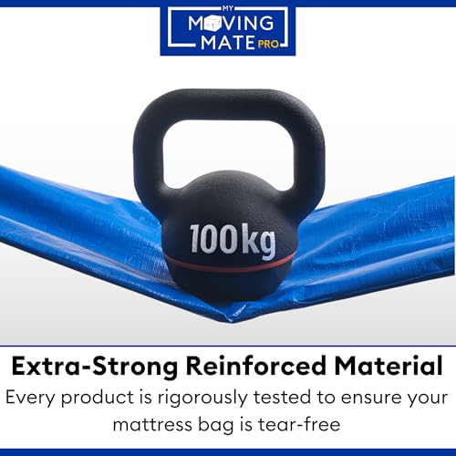 Double Size Mattress Bag for Moving and Storage with 8 Handles and Zip - Tarp Plastic Mattress Cover for Moving and Storage - Professional Grade Mattress Bag for Double Beds.