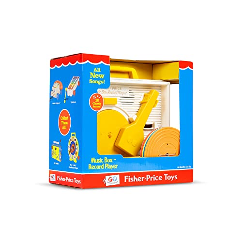 Fisher Price Classics 1697 Musicbox Record Player, baby music toy, interactive learning toy with 10 songs, educational toy, retro toy gift for ages 18 months+